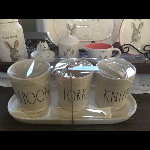 Rae Dunn Other - Rae Dunn LARGE LETTER FORK SPOON Canister Set